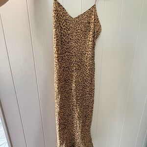 Ann Taylor Leopard Slip Dress in Tan and Black